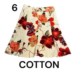 GAP Stretch A-line Floral Skirt Size 6 Side Zip Cotton Bright Colours